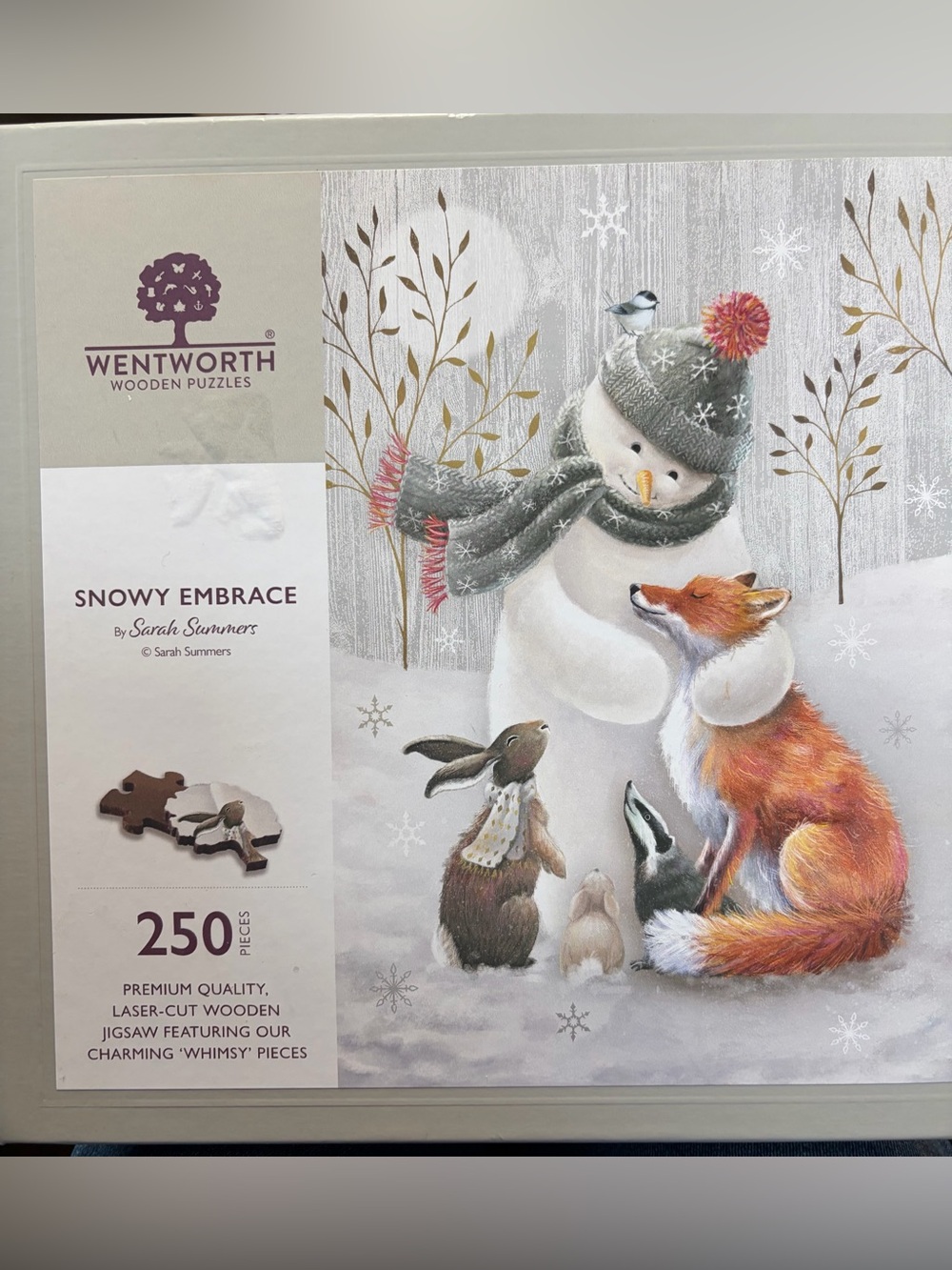 Wentworth "Snowy Embrace" 250-Piece Wooden Puzzle - Winter Animals laser cut